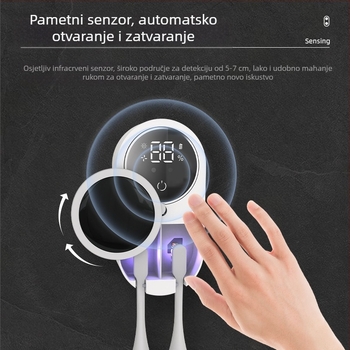 Sterilizator četkice za zube UV dezinfekcija, USB napajanje, dodirni upravljač, 60 °C, 100 s, Model 001
