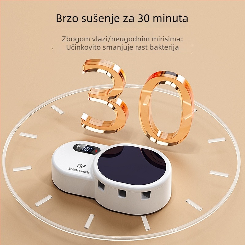 Sterilizator i sušilo za glavu četkice za zube, UV sterilizacija, 99,9% učinkovitost, 180 s ciklus, zidni tip, 5W