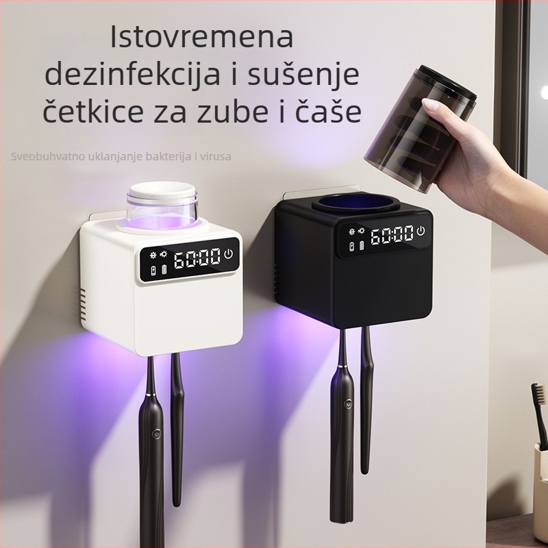 RA-616 Sterilizirani držač četkica za zube s UV dezinfekcijom, USB napajanjem, dodirnim upravljanjem, montaža bez bušenja samoljepljivom pločom