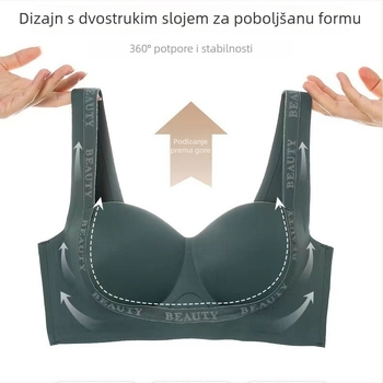 Bešavni grudnjak za žene s malim grudima, push-up, bez žice, košarice 3/4, prozračni najlon