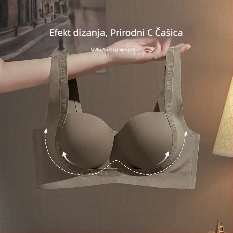 Bešavni grudnjak za žene s malim grudima, push-up, bez žice, košarice 3/4, prozračni najlon