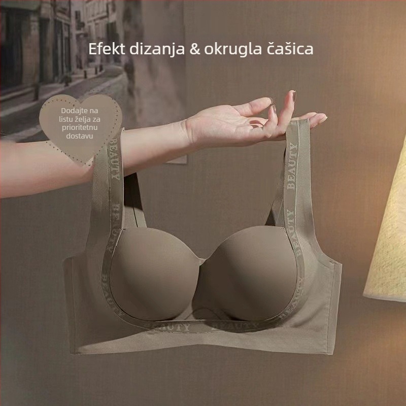 Bešavni grudnjak za žene s malim grudima, push-up, bez žice, košarice 3/4, prozračni najlon
