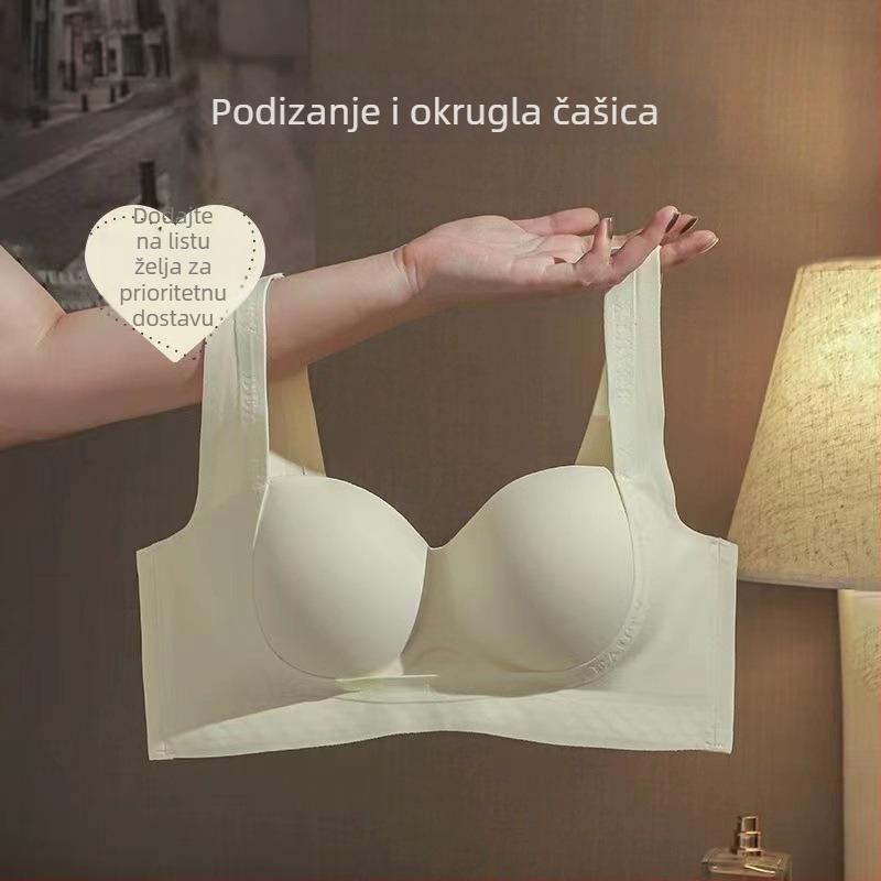 Bešavni grudnjak za žene s malim grudima, push-up, bez žice, košarice 3/4, prozračni najlon