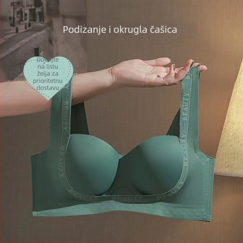 Bešavni grudnjak za žene s malim grudima, push-up, bez žice, košarice 3/4, prozračni najlon