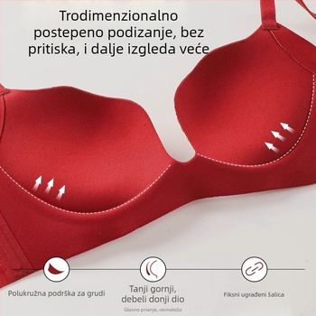 Push-Up oblikujući grudnjak, 3/4 košarica, V-izrez, stražnja četiri reda kopči, najlon tkanina s podstavom od spandeksa