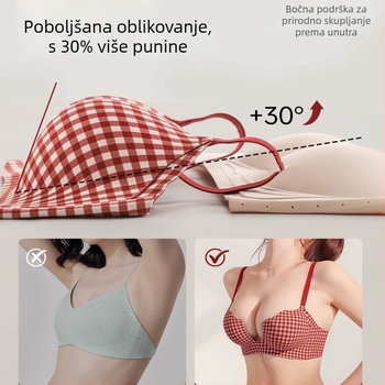 Push-Up oblikujući grudnjak, 3/4 košarica, V-izrez, stražnja četiri reda kopči, najlon tkanina s podstavom od spandeksa