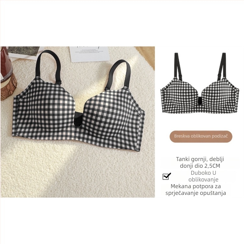 Push-Up oblikujući grudnjak, 3/4 košarica, V-izrez, stražnja četiri reda kopči, najlon tkanina s podstavom od spandeksa