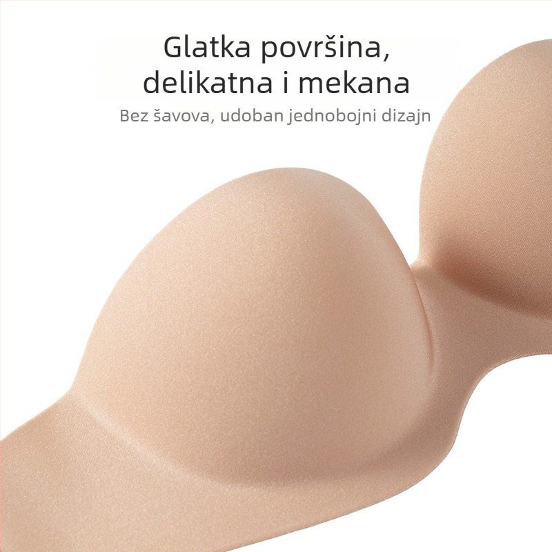 Bez remena push-up nevidljivi grudnjak sa stražnjom kopčom, 3/4 cup, gornja tanka i donja debela konstrukcija, 85% najlon, 15% spandex, čelični prsten