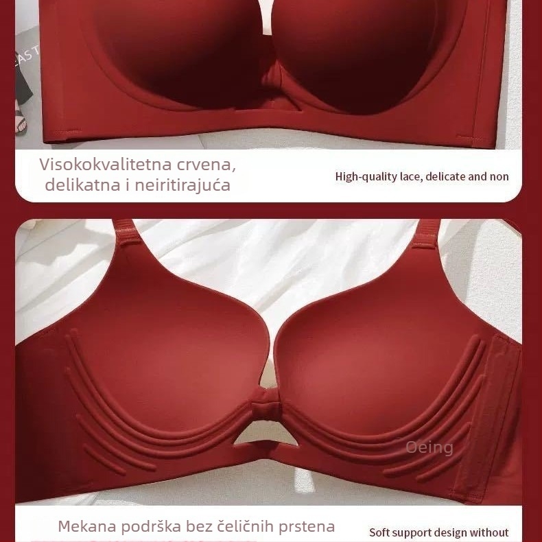 Bezšivni ženski top s bočnim oblikovanjem, najlon materijal, šalice 3/4, tanko oblikovane šalice, fiksne dvostruke naramenice, stražnji završeci s četiri reda kopči, Oshijue