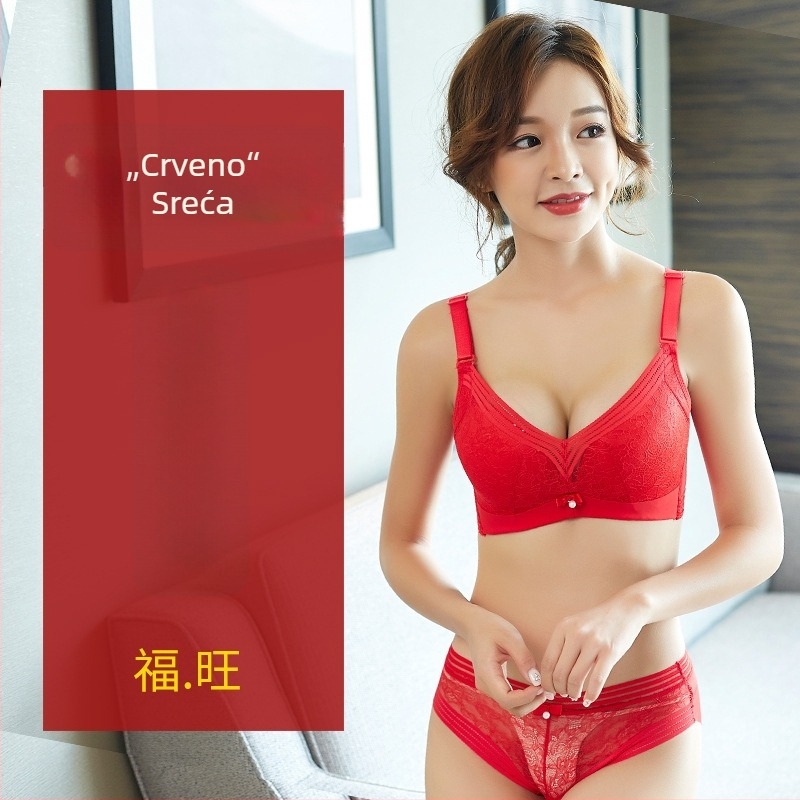 Nylon grudnjak set s košaricama 3/4, bez metalnih prstena, odvojive dvostruke naramenice, jastučići od pjene, stražnje zatvaranje s tri reda, klasičan luksuzni stil