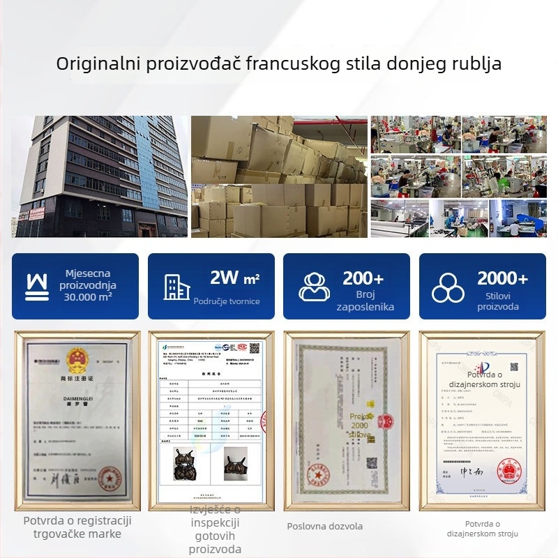 Francuska čipkasta grudnjaka s čeličnim prstenom, tanke košarice, tri redova stražnjih kopči, fiksirane dvostruke naramenice