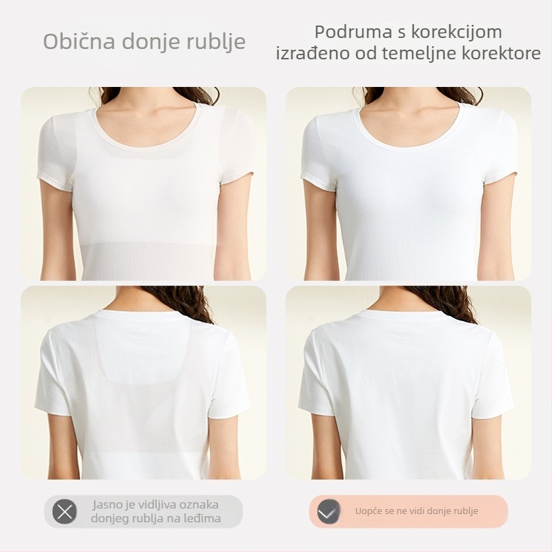 Nevidljivi bešavni grudnjak za male grudi — podizanje, protiv opuštanja, oblikovanje bočnih, šalice 3/4, bez žice, fiksne dvostruke trake