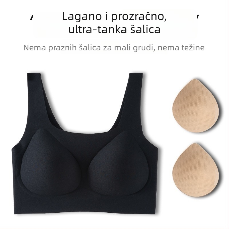 Nevidljivi bešavni grudnjak za male grudi — podizanje, protiv opuštanja, oblikovanje bočnih, šalice 3/4, bez žice, fiksne dvostruke trake