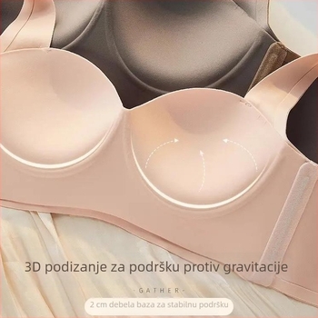 Bežični grudnjak od poliestera za mali prsni koš – tanko oblikovane košarice, čvrste dvostruke naramenice, stražnji zatvarač s četiri reda kopči, udoban stil.