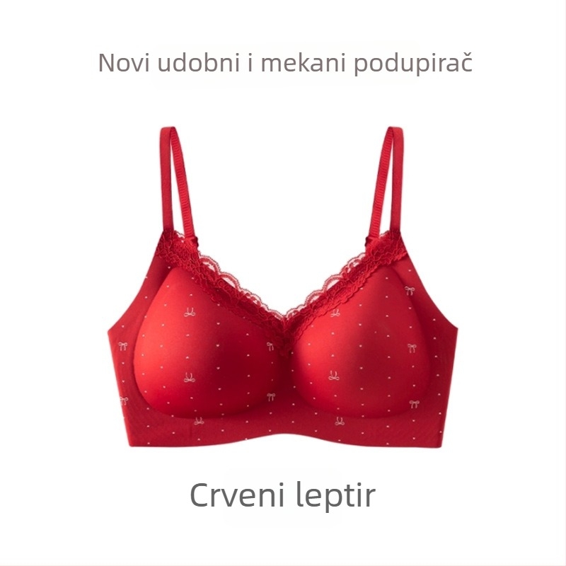 Bežični grudnjak s malom cvjetnom čipkom, bešavan, košarica 3/4 s srednje oblikovanim košaricama, fiksne naramenice, stražnje kopče s četiri reda kopči