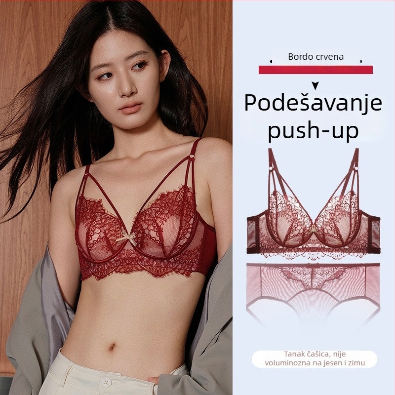 Visokokvalitetni grudnjak s kristalnim košaricama, 3/4 košarice, ultra-tanki oblik, prozračan, podesiva podrška