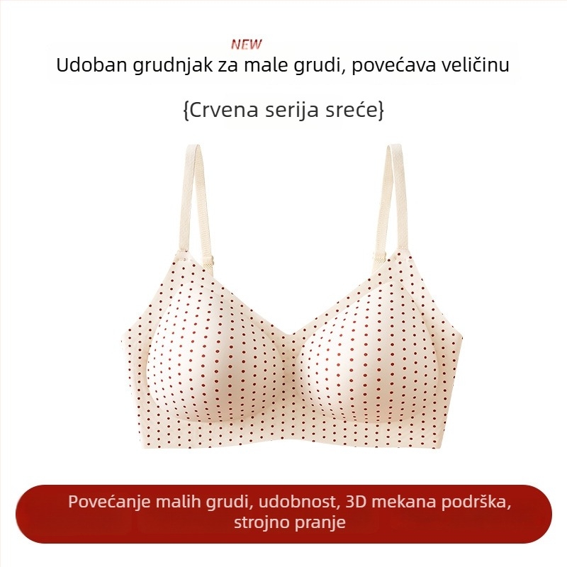Crveni karirani bešični push-up grudnjak za male grudi, udoban, 2025 stil