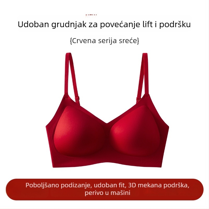 Crveni karirani bešični push-up grudnjak za male grudi, udoban, 2025 stil