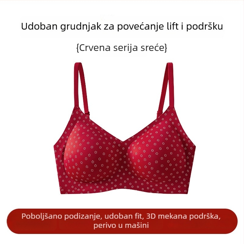 Crveni karirani bešični push-up grudnjak za male grudi, udoban, 2025 stil