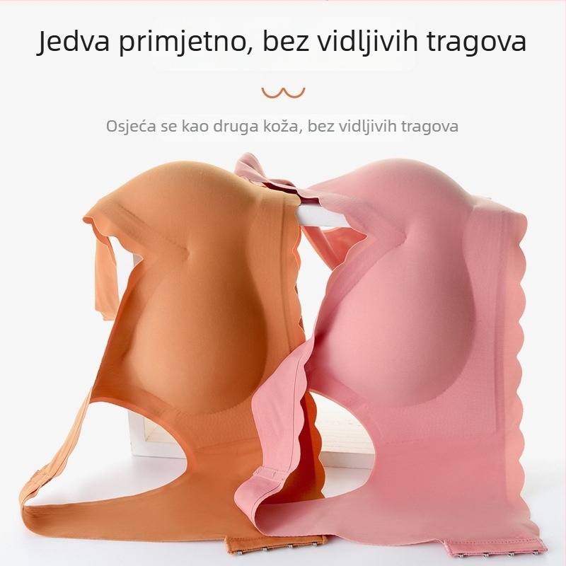 Bešivan sportski grudnjak s punim košaricama i tankim oblikovanim košaricama, fiksne dvostruke naramenice, prozračni Nylon-Spandex