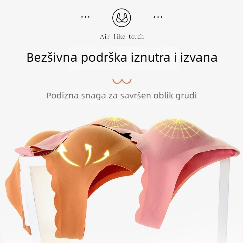 Bešivan sportski grudnjak s punim košaricama i tankim oblikovanim košaricama, fiksne dvostruke naramenice, prozračni Nylon-Spandex