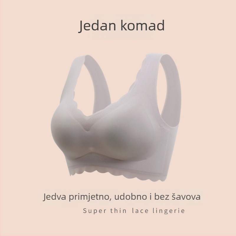 Bešivan sportski grudnjak s punim košaricama i tankim oblikovanim košaricama, fiksne dvostruke naramenice, prozračni Nylon-Spandex