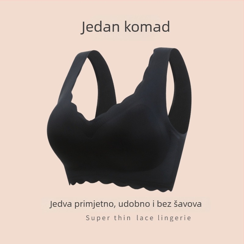 Bešivan sportski grudnjak s punim košaricama i tankim oblikovanim košaricama, fiksne dvostruke naramenice, prozračni Nylon-Spandex