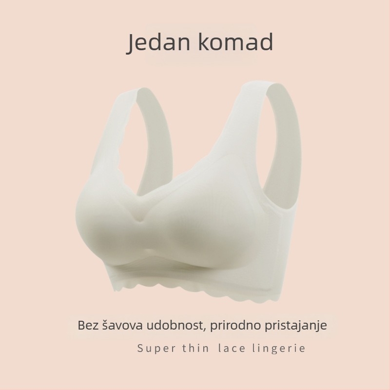 Bešivan sportski grudnjak s punim košaricama i tankim oblikovanim košaricama, fiksne dvostruke naramenice, prozračni Nylon-Spandex