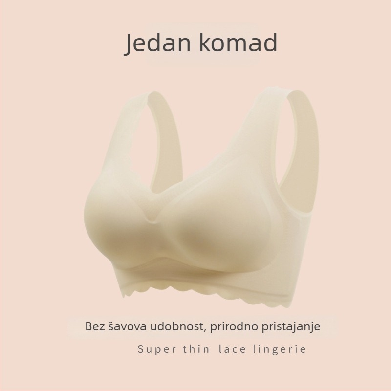 Bešivan sportski grudnjak s punim košaricama i tankim oblikovanim košaricama, fiksne dvostruke naramenice, prozračni Nylon-Spandex