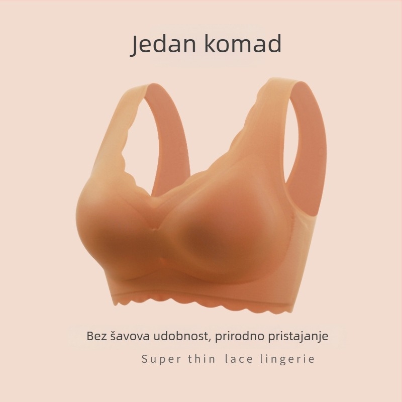 Bešivan sportski grudnjak s punim košaricama i tankim oblikovanim košaricama, fiksne dvostruke naramenice, prozračni Nylon-Spandex