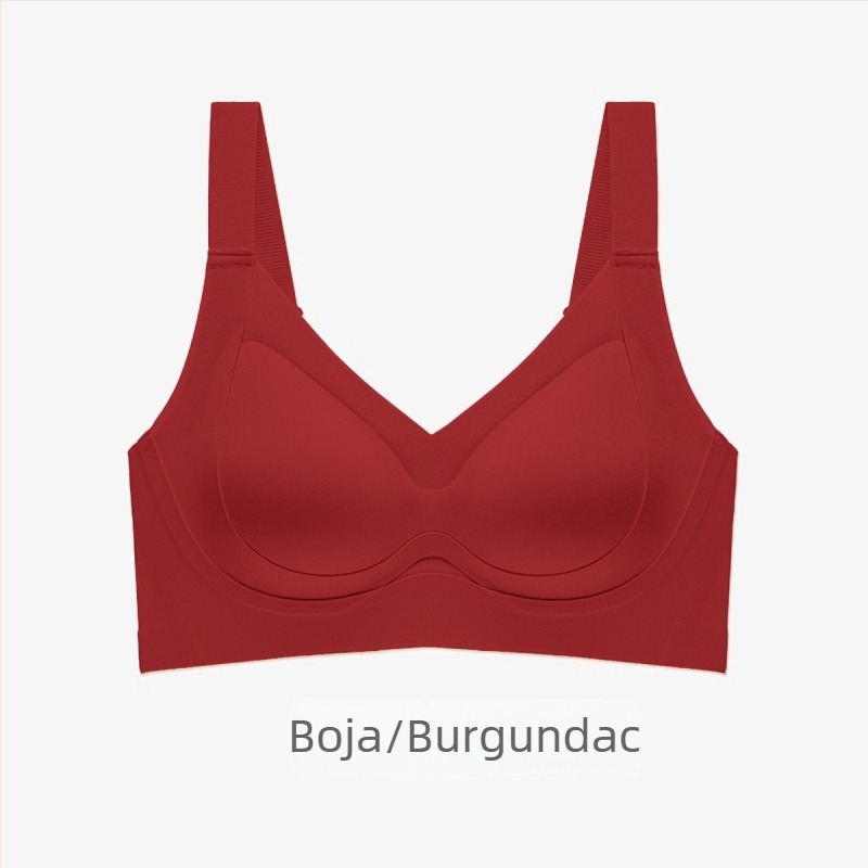 Bešavna ženska grudnjica bez metalnih košarica, podesiva, podiže i skuplja grudi, tanke oblikovane košarice, puna košarica, najlon tkanina, čvrste dvostruke naramenice, stražnji zatvarač s četiri reda