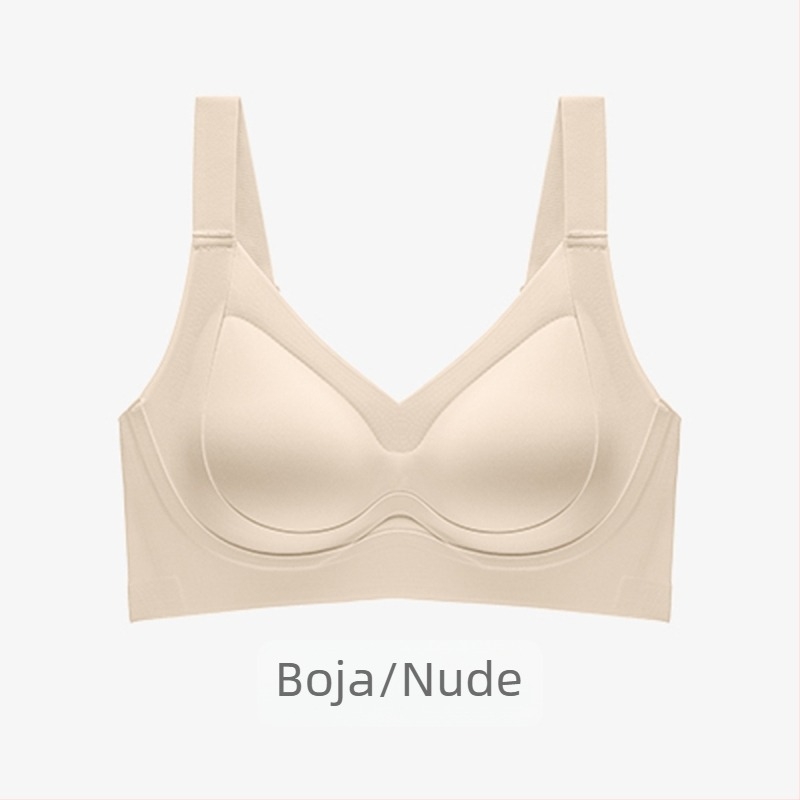 Bešavna ženska grudnjica bez metalnih košarica, podesiva, podiže i skuplja grudi, tanke oblikovane košarice, puna košarica, najlon tkanina, čvrste dvostruke naramenice, stražnji zatvarač s četiri reda