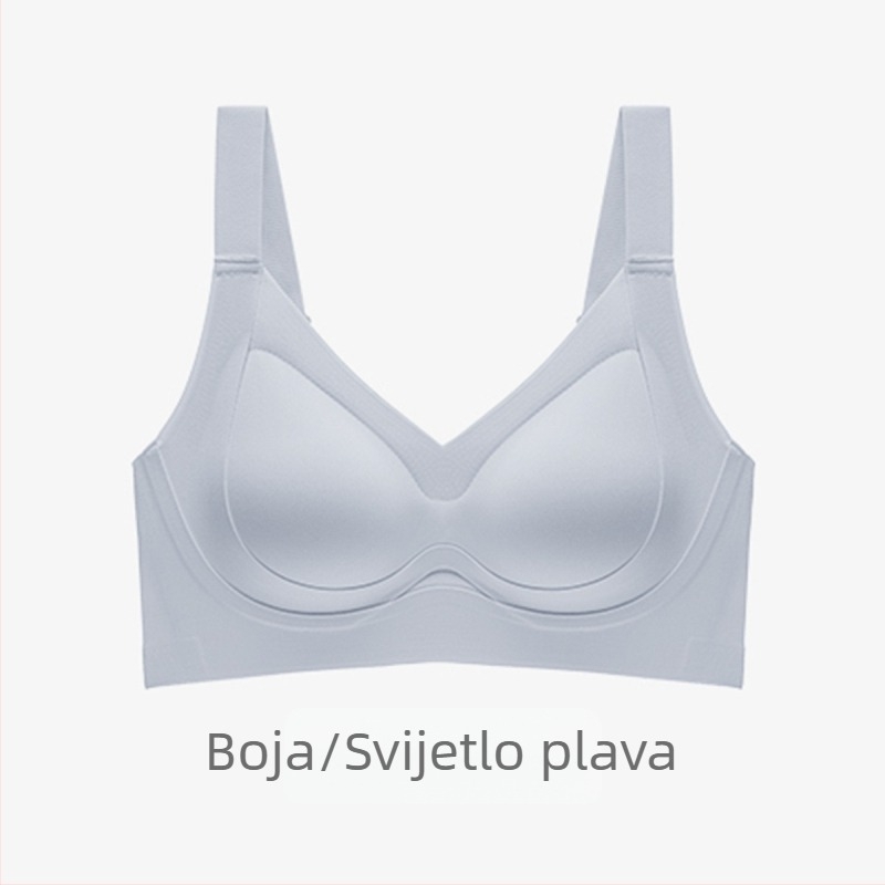 Bešavna ženska grudnjica bez metalnih košarica, podesiva, podiže i skuplja grudi, tanke oblikovane košarice, puna košarica, najlon tkanina, čvrste dvostruke naramenice, stražnji zatvarač s četiri reda