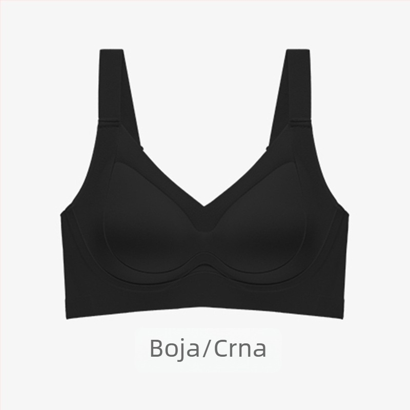 Bešavna ženska grudnjica bez metalnih košarica, podesiva, podiže i skuplja grudi, tanke oblikovane košarice, puna košarica, najlon tkanina, čvrste dvostruke naramenice, stražnji zatvarač s četiri reda