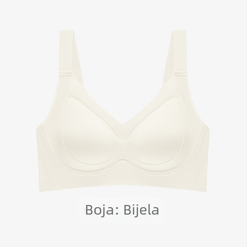 Bešavna ženska grudnjica bez metalnih košarica, podesiva, podiže i skuplja grudi, tanke oblikovane košarice, puna košarica, najlon tkanina, čvrste dvostruke naramenice, stražnji zatvarač s četiri reda
