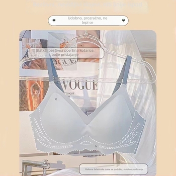 Ženski grudnjak, bezšivan, bez žice, prozračan najlon materijal; košarice 3/4 s debelim oblikovanim košaricama; čvrste dvostruke naramenice; stražnje kopčanje s četiri reda.