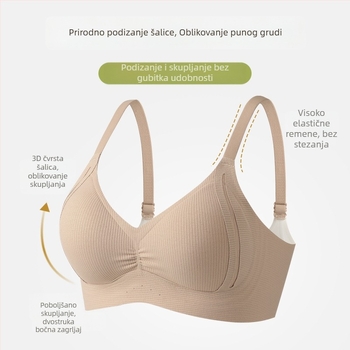 Bešavni push-up grudnjak, 3/4 košarice, tanke oblikovane čašice, bežični, čvrste naramenice