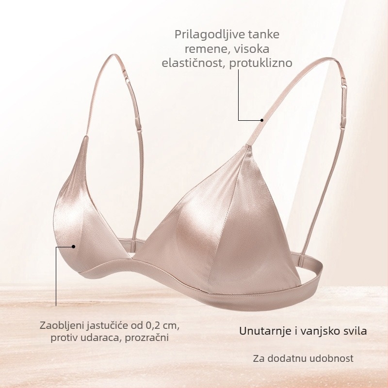 Grudnjak od svile Mulberry, trokutasti košarica, bez čeličnog prstena, tanko oblikovan grudni dio, prozračan