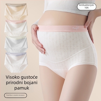 Gaćice za trudnoću od pamuka s visokim strukom – antibakterijske, prozračne, glavna tkanina 90–95% pamuk, podstava u preponama 100% pamuk