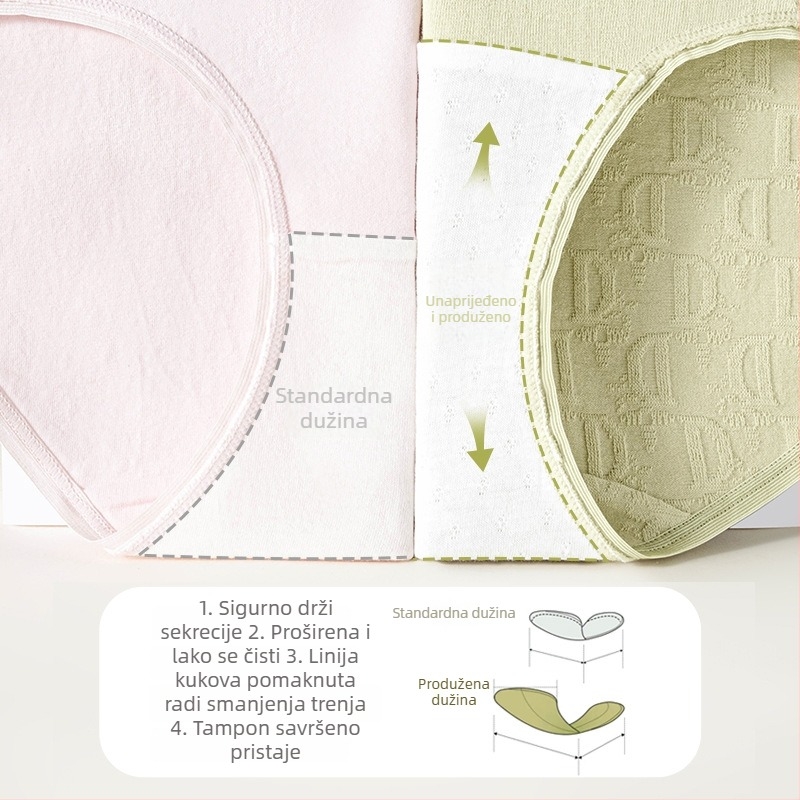 Ženske gaćice od pamuka sa srednjim strukom, antibakterijske, prozračne, jacquard tkanine