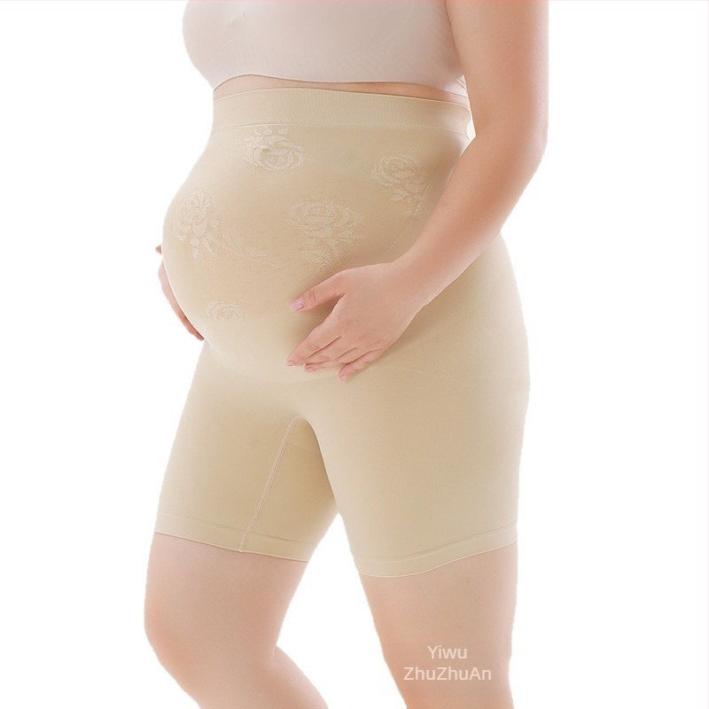 Bešavne trudničke šorceve s visokim strukom, prozračni najlon, podpora trbuha (80–90% najlona)