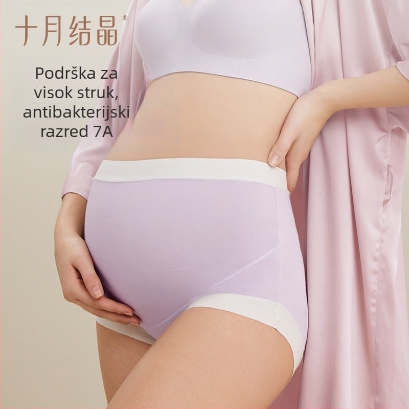 Trudničke gaćice s visokim strukom za proljeće-ljeto, lagane i prozračne; tkanina Regenerated cellulose fiber; podstava od 100% pamuka