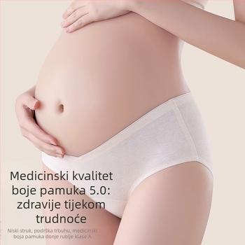Trudničko donje rublje od pamuka, antibakterijsko, prozračano, niska struka, V-oblik, podrška trbuha