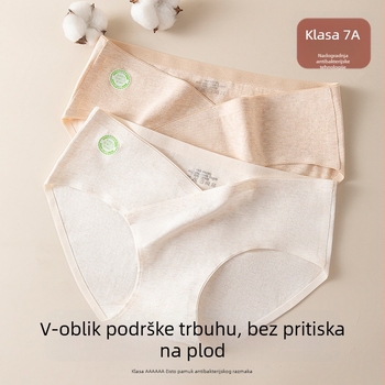 Trudničko donje rublje od pamuka, antibakterijsko, prozračano, niska struka, V-oblik, podrška trbuha