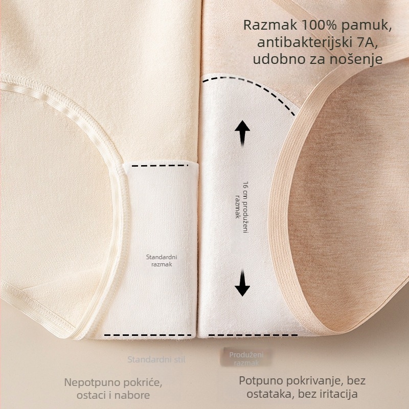 Trudničko donje rublje od pamuka, antibakterijsko, prozračano, niska struka, V-oblik, podrška trbuha