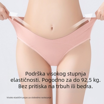 Trudničke donje gaćice s niskim strukom, podrška za trbuh, prozračni pamuk, antibakterijska zona
