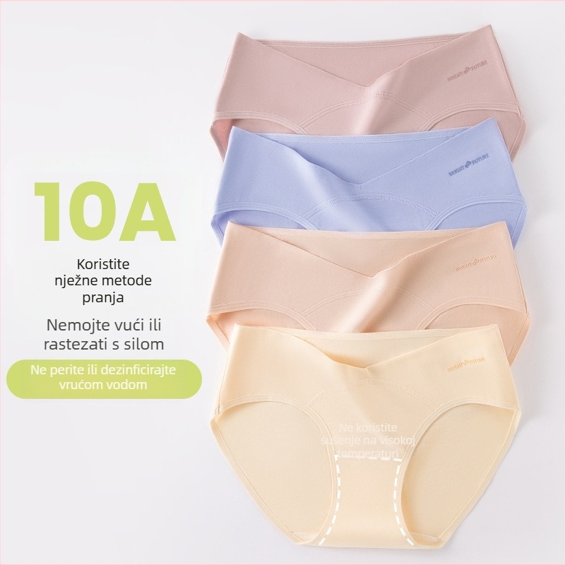 Trudničke donje gaćice s niskim strukom, podrška za trbuh, prozračni pamuk, antibakterijska zona
