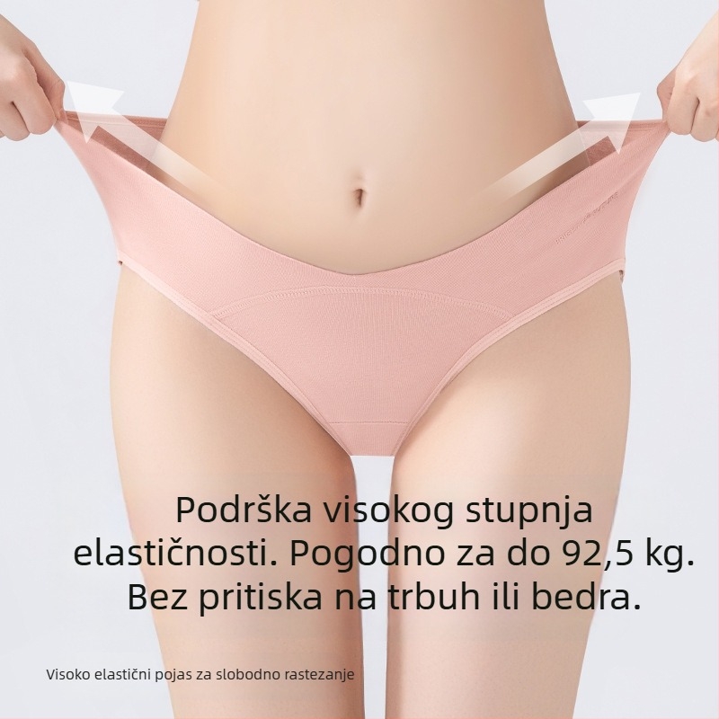 Trudničke donje gaćice s niskim strukom, podrška za trbuh, prozračni pamuk, antibakterijska zona