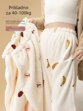 Trudničke pidžama hlače za spavanje – flis podstava, zimske, udoban kroj, podesivi pojas (Poliester >95%)