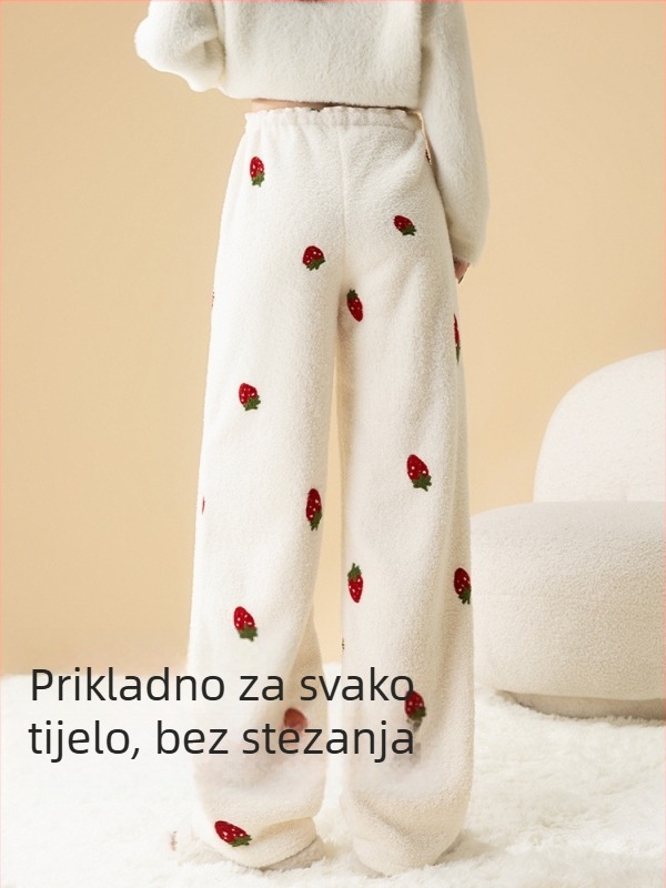 Trudničke pidžama hlače za spavanje – flis podstava, zimske, udoban kroj, podesivi pojas (Poliester >95%)